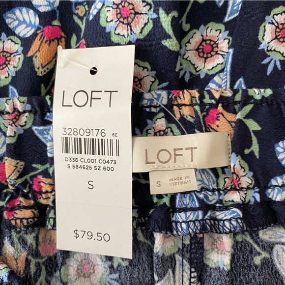 NEW LOFT Size S Blue Floral Asymmetrical Midi Skirt - Picture 5 of 6